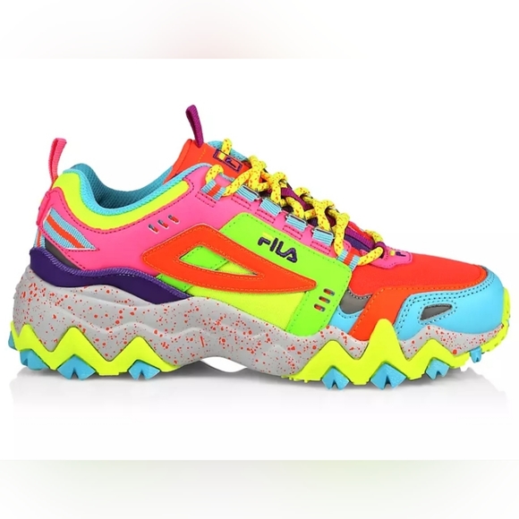 Fila Shoes - FILA Heritage Oakmont Mix Media Leather Trail Chunky Sneakers, Multicolor Sz.8